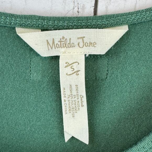 Matilda Jane Green Clairvoyant Stretchy Knit Long Sleeve Tunic Top Size Small - Picture 5 of 13